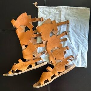 2013 Ancient Greek Sandals Carven leather Camel Gladiator 37